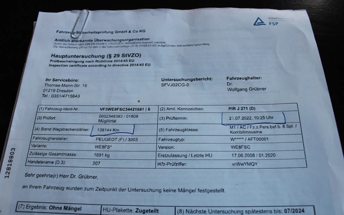 Peugeot 207 cena 12900 przebieg: 144000, rok produkcji 2008 z Gołańcz małe 497